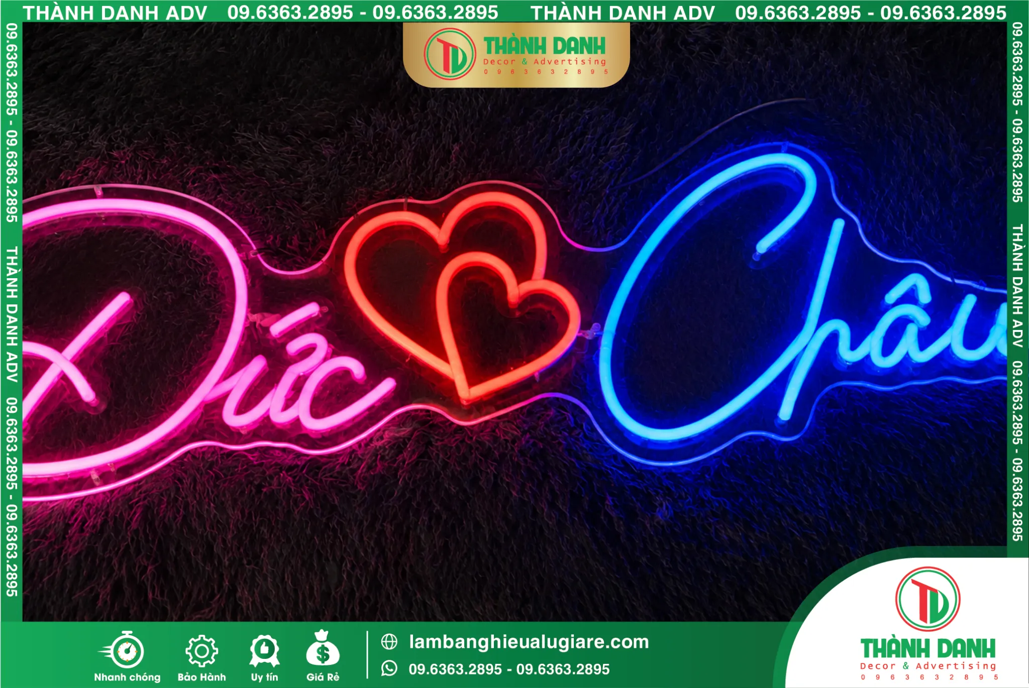 LED Neon Sign Valentine Đẹp, Giá Rẻ, Thiết Kế Theo Yêu Cầu