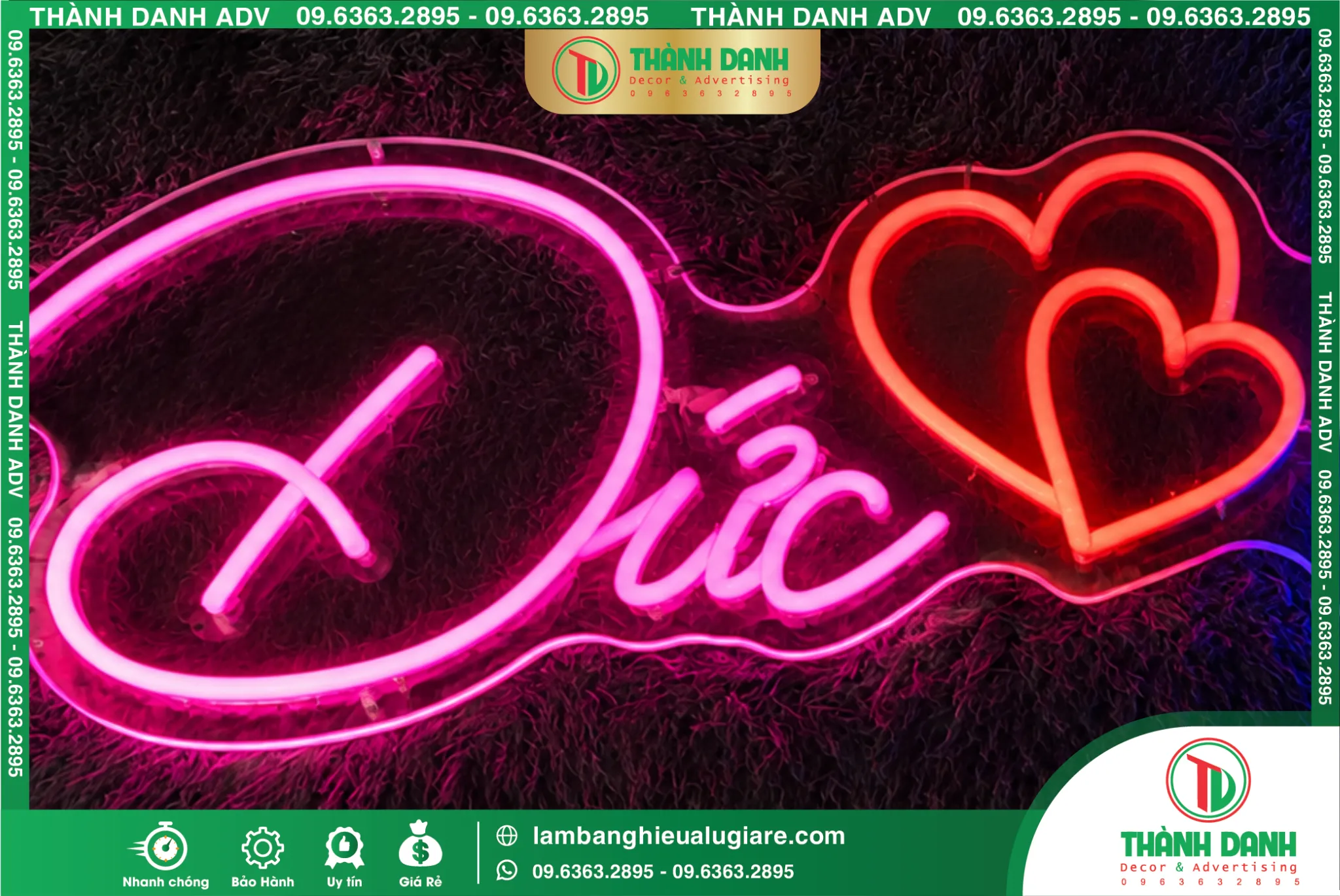LED Neon Sign Valentine Đẹp, Giá Rẻ, Thiết Kế Theo Yêu Cầu