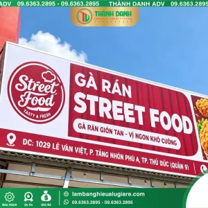 Thi Công Bảng Bạt Quận 9 Quán Gà Rán Theo Yêu Cầu