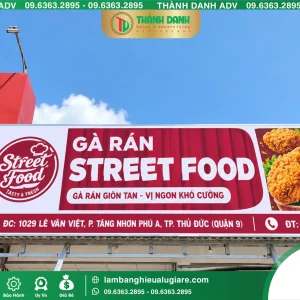 Thi Công Bảng Bạt Quận 9 Quán Gà Rán Theo Yêu Cầu