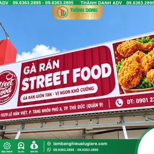 Thi Công Bảng Bạt Quận 9 Quán Gà Rán Theo Yêu Cầu