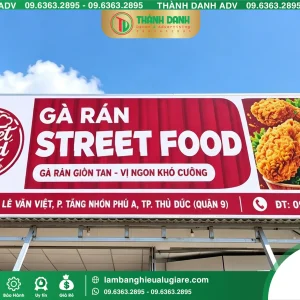 Thi Công Bảng Bạt Quận 9 Quán Gà Rán Theo Yêu Cầu