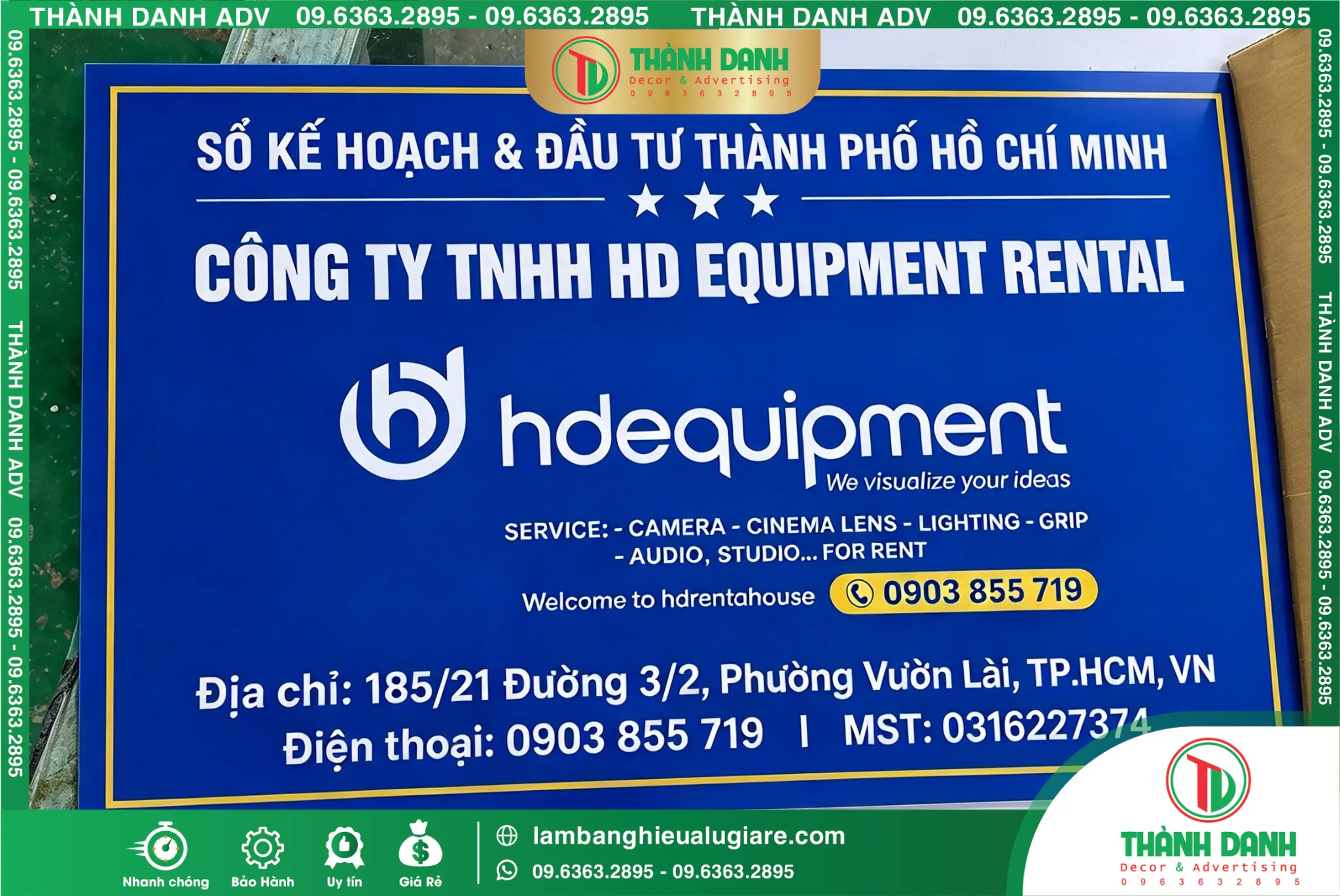 Bảng tên công ty Tân Phú Hdequipment Gía Rẻ