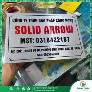 Làm Bảng Tên Công Ty SOLID ARROW Phường Bình Hưng Hòa, TPHCM