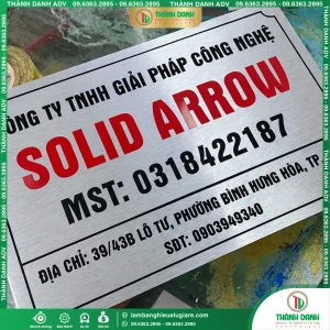 Làm Bảng Tên Công Ty SOLID ARROW Phường Bình Hưng Hòa, TPHCM