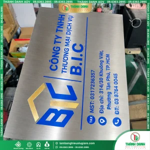 Bảng Tên Inox Bóng Dập Nổi Bình Tân Công Ty Thương Mại BIC