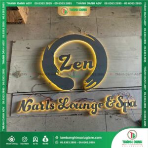 Gia Công Chữ Nổi Inox Sáng Chân Mica Cháo Tiệm Nails Spa Zen