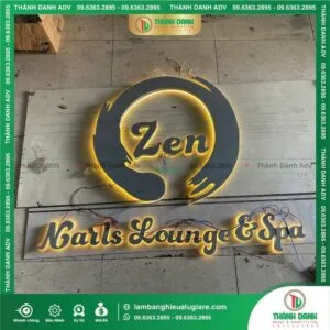 Gia Công Chữ Nổi Inox Sáng Chân Mica Cháo Tiệm Nails Spa Zen