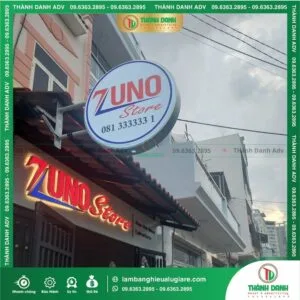 Quy trình làm bảng hiệu LED chữ nổi Mica hông Inox nền Alu Zuno Store