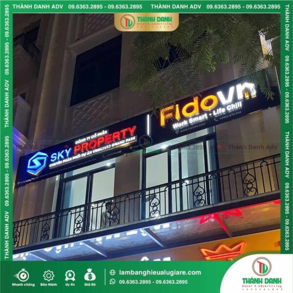 Quy trình làm bảng hiệu LED nền Alu chữ nổi Mica hông Formex