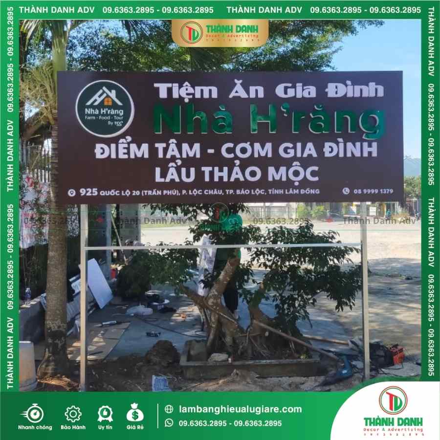 Quy trình tư vấn, thiết kế thi công bảng hiệu Alu chữ nổi LED sáng mặt hông Formex nhà H’răng