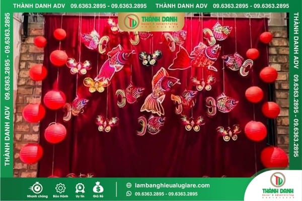 Làm backdrop trung thu mẫu cá chép đèn lồng