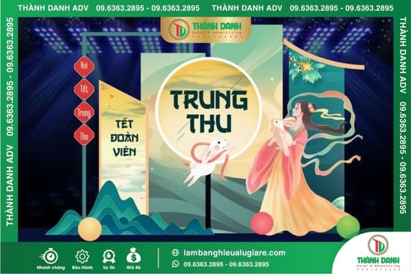 Làm backdrop trung thu mẫu chị Hăng ôm thỏ