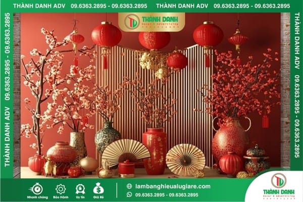 Làm backdrop trung thu mẫu đèn lồng và hoa
