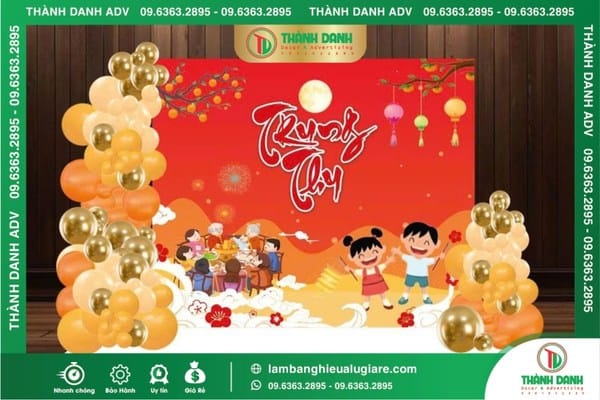 Làm backdrop trung thu mẫu gia đình sum vầy dưới ánh trăng