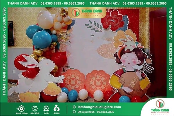 Làm backdrop trung thu mẫu thỏ ngọc và chị Hằng đánh đàn