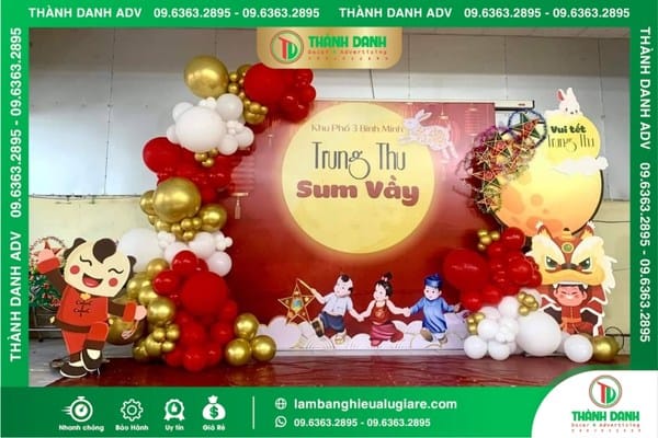 Thi công sân khấu Trung thu trẻ em vui đùa dưới ánh trăng