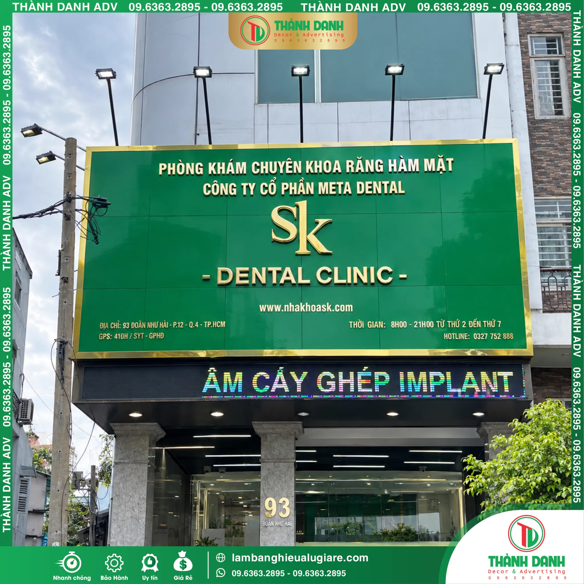 Bảng hiệu Alu chữ nổi Quận 1 Nha khoa SK - Mẫu Đẹp, Thi Công Thực Tế