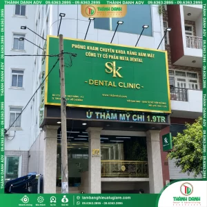 Bảng hiệu Alu chữ nổi Quận 1 Nha khoa SK - Mẫu Đẹp, Thi Công Thực Tế