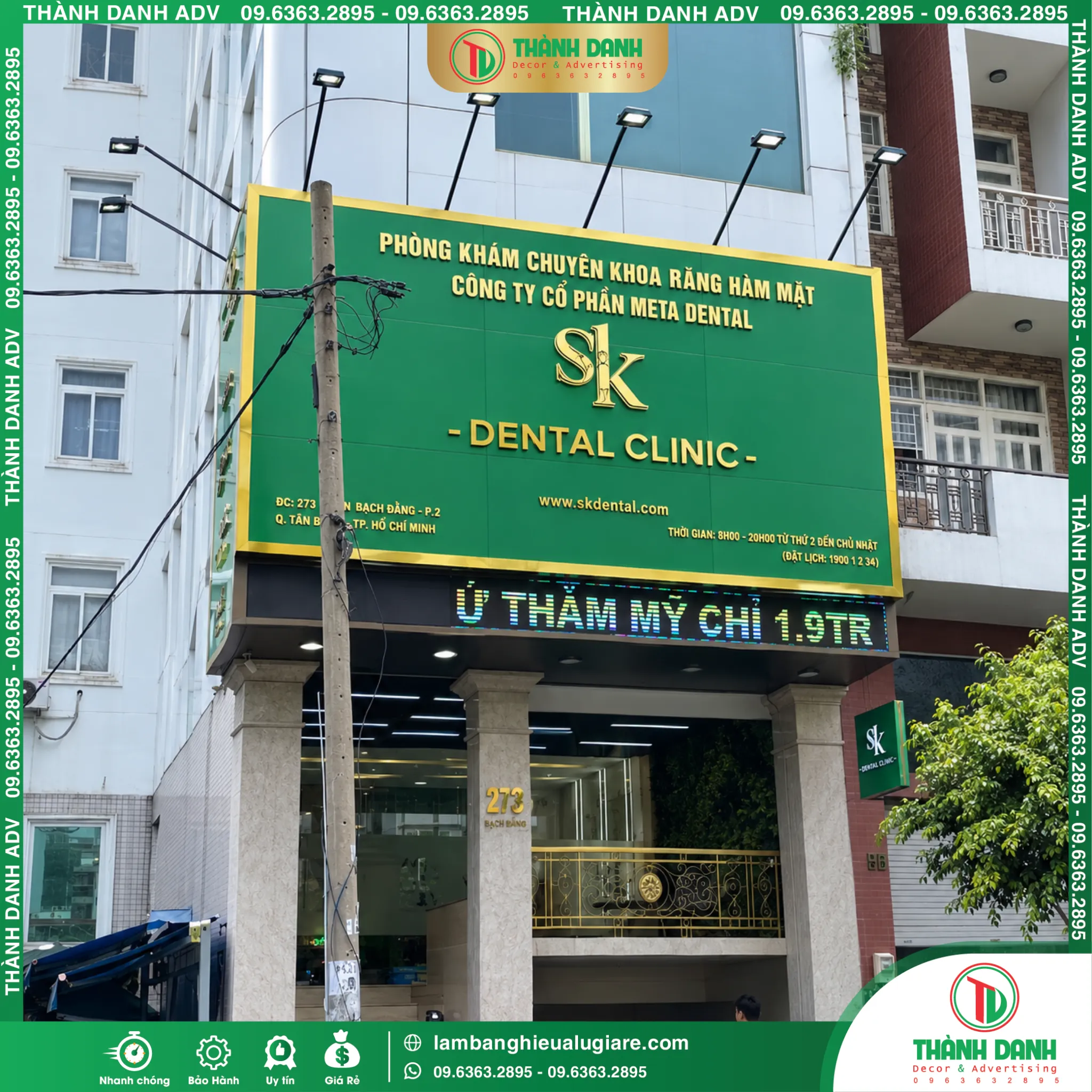 Bảng hiệu Alu chữ nổi Quận 1 Nha khoa SK - Mẫu Đẹp, Thi Công Thực Tế
