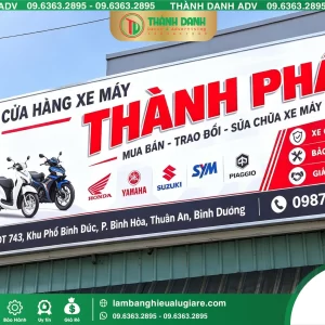Bảng Bạt Bình Dương Cửa Hàng Xe Máy Thành Phát – Mẫu Đẹp, Giá Tốt