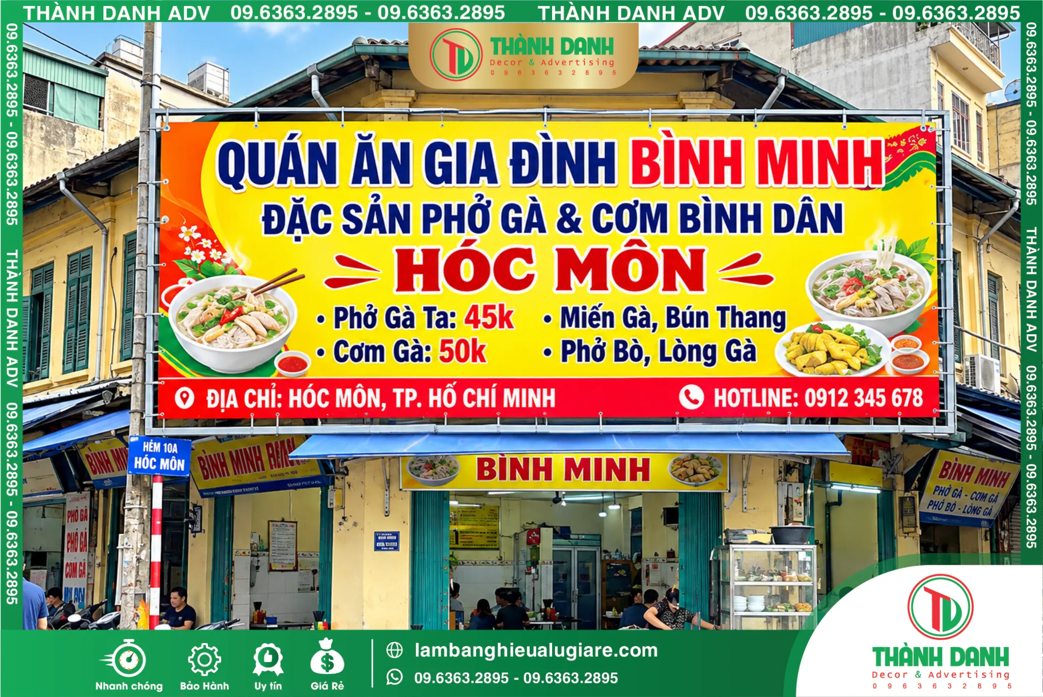 Bảng Bạt Hóc Môn Quán Ăn Gia Đình Bình Minh – Thi Công Thực Tế