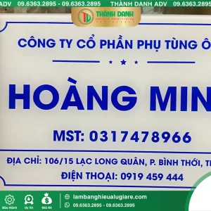 Bảng Tên Công Ty Phụ Tùng Ô Tô Hoàng Minh Tân Phú – Mẫu Đẹp, Giá Tốt
