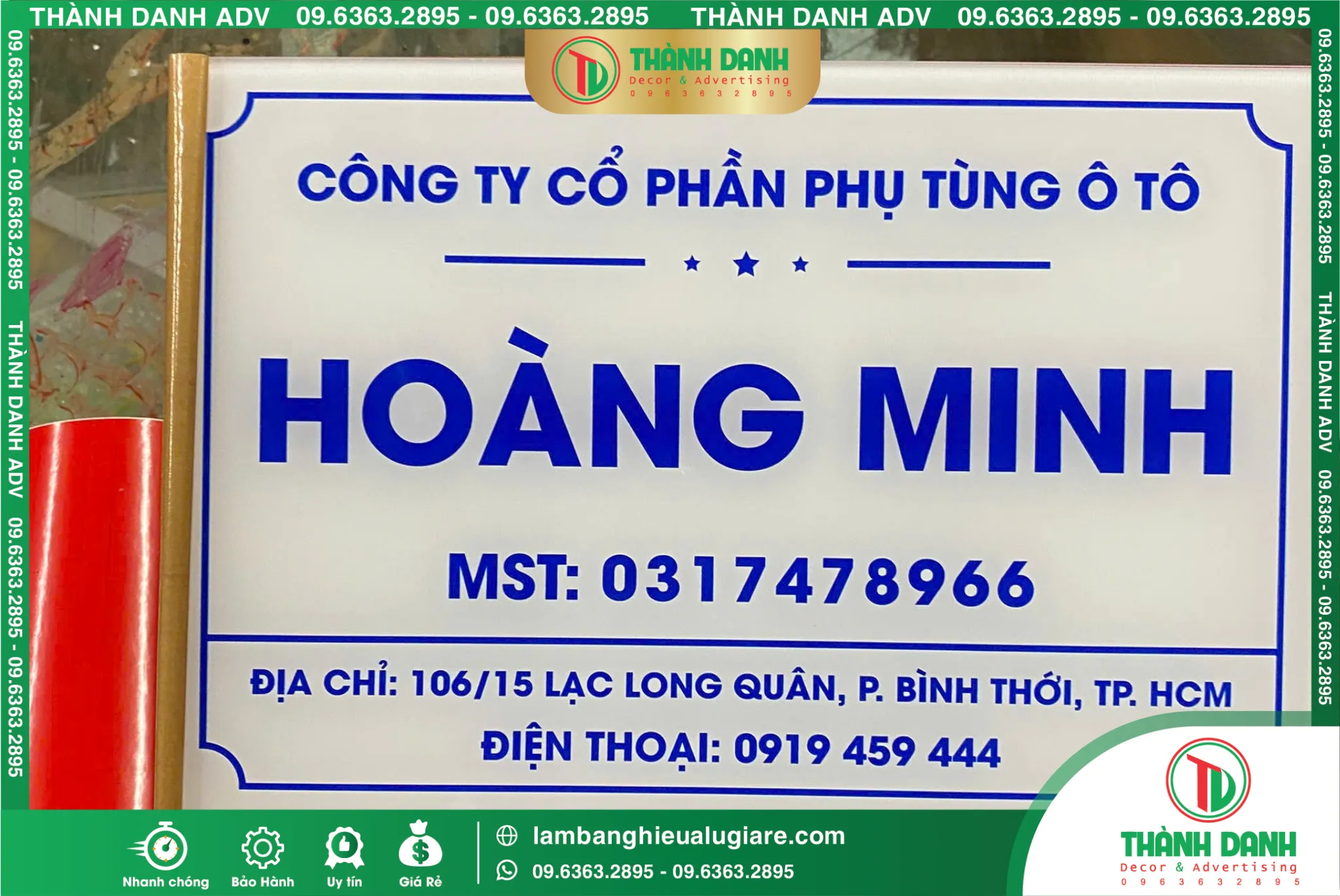 Bảng Tên Công Ty Phụ Tùng Ô Tô Hoàng Minh Tân Phú – Mẫu Đẹp, Giá Tốt