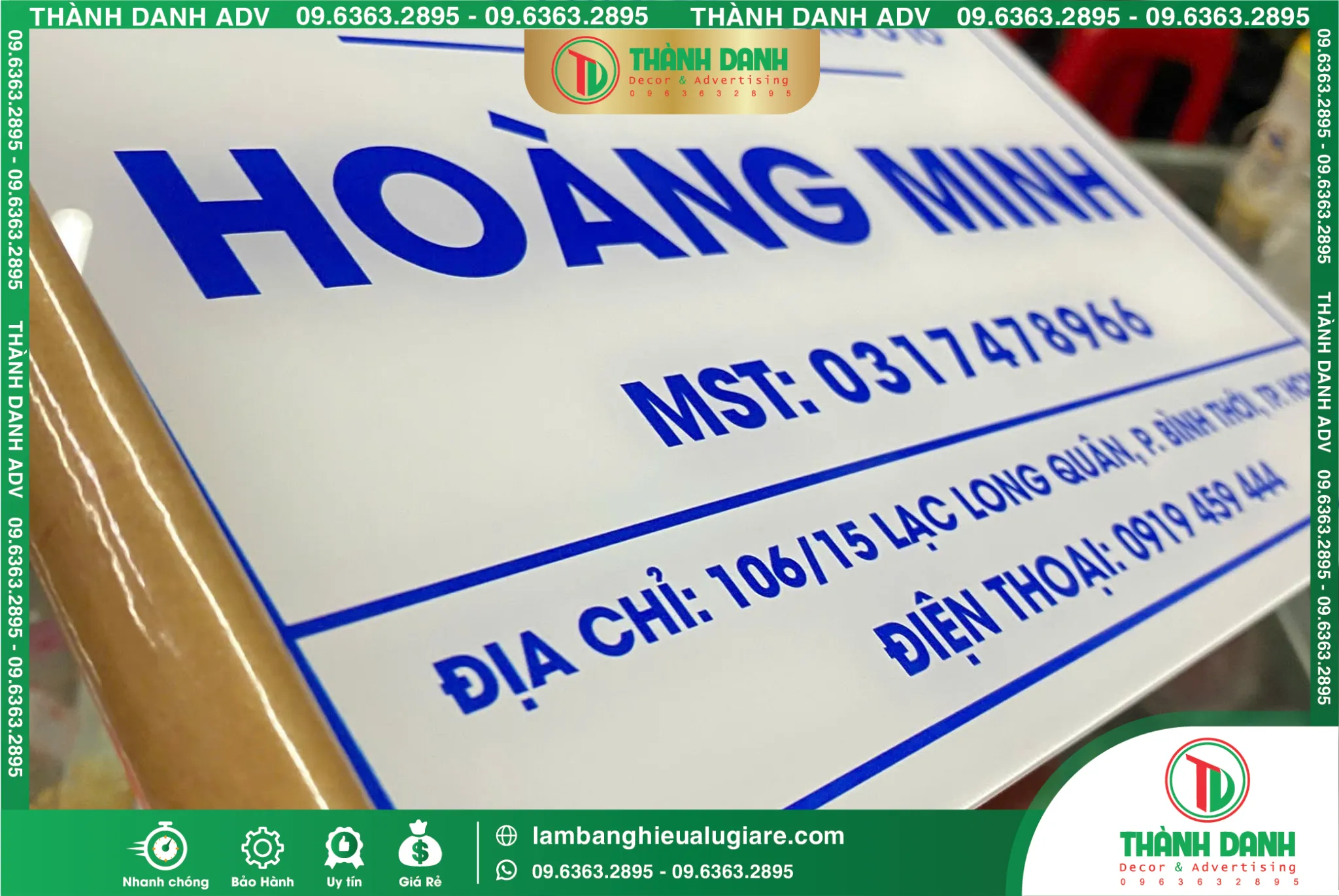Bảng Tên Công Ty Phụ Tùng Ô Tô Hoàng Minh Tân Phú – Mẫu Đẹp, Giá Tốt