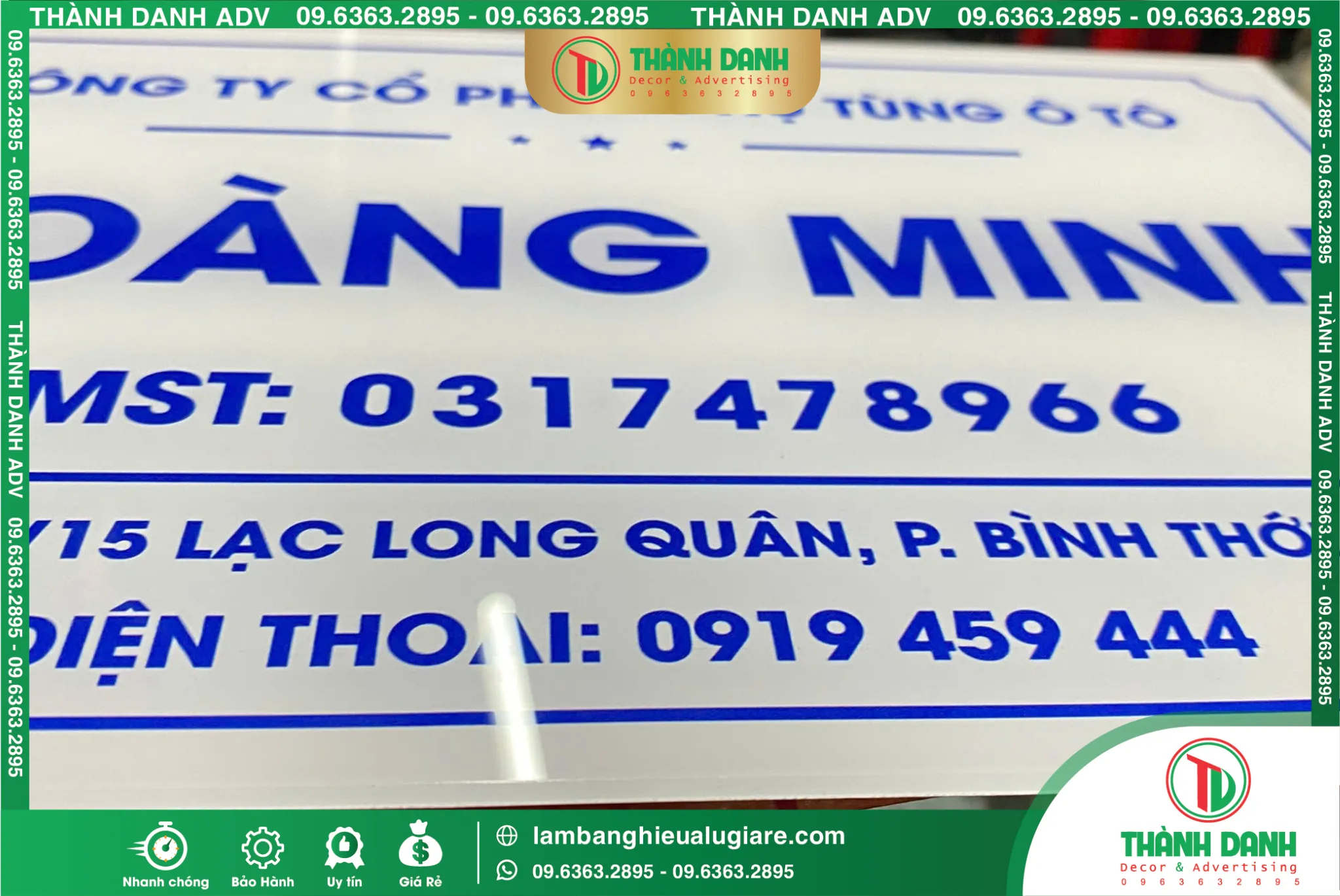 Bảng Tên Công Ty Phụ Tùng Ô Tô Hoàng Minh Tân Phú – Mẫu Đẹp, Giá Tốt