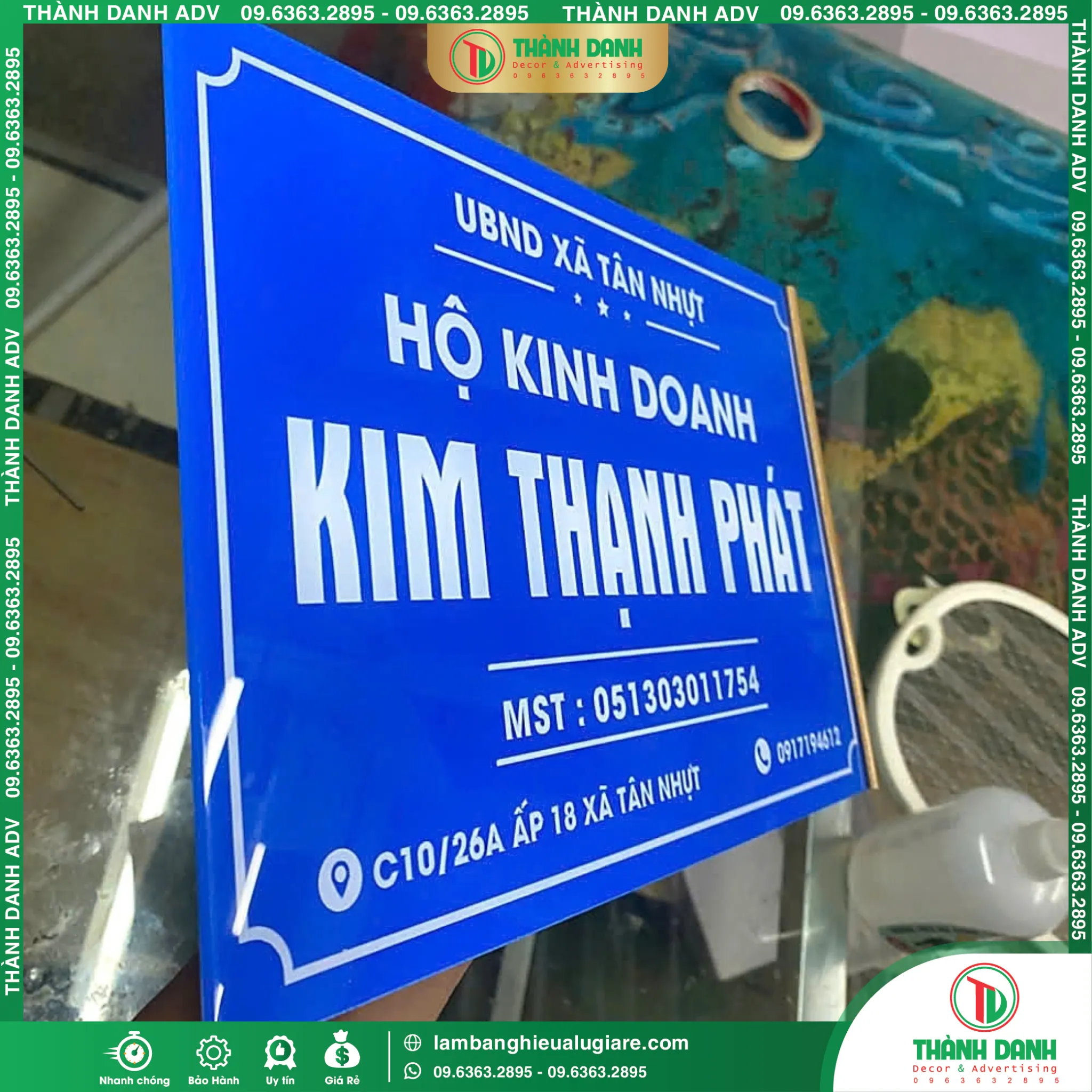Bảng Tên Hộ Kinh Doanh Long An Kim Thạnh Phát – Mẫu Đẹp, Giá Tốt
