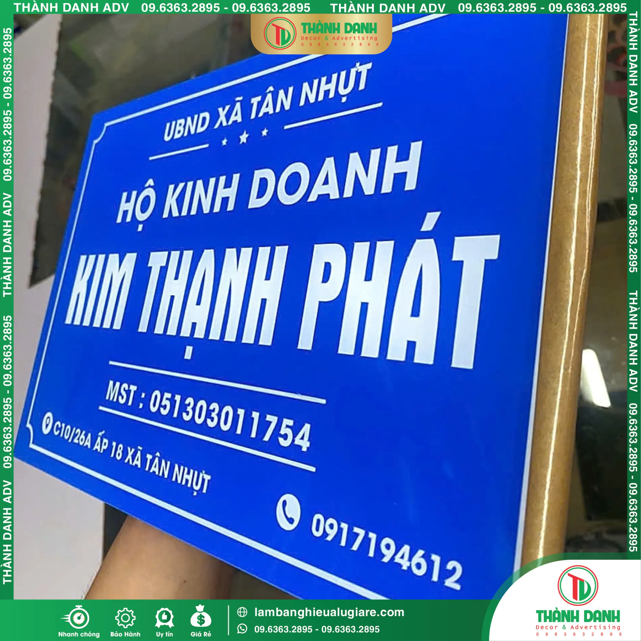 Bảng Tên Hộ Kinh Doanh Long An Kim Thạnh Phát – Mẫu Đẹp, Giá Tốt