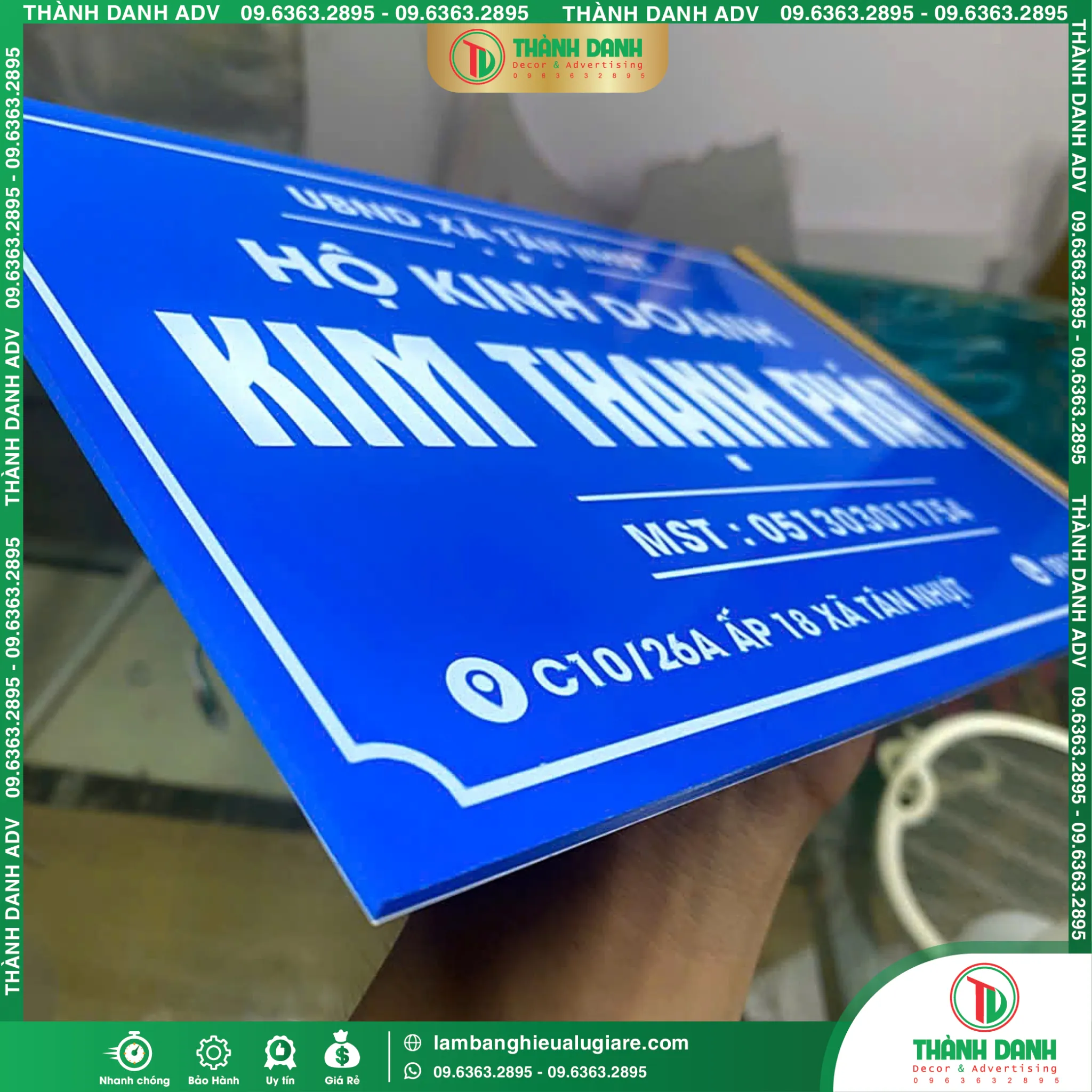 Bảng Tên Hộ Kinh Doanh Long An Kim Thạnh Phát – Mẫu Đẹp, Giá Tốt