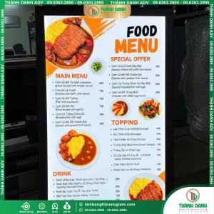 Hộp Đèn Siêu Mỏng Food Menu – Mẫu Đẹp, Giá Tốt