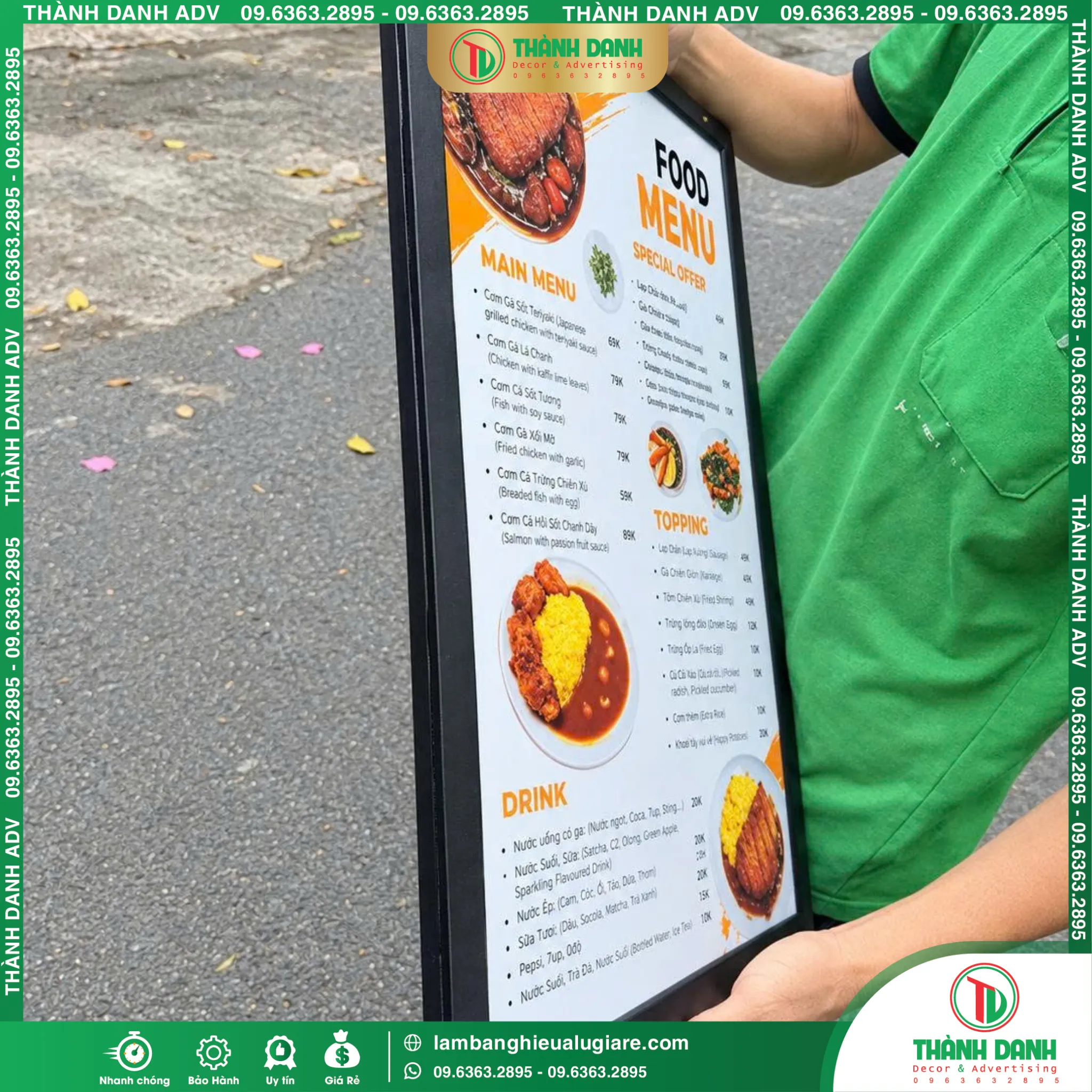 Hộp Đèn Siêu Mỏng Food Menu – Mẫu Đẹp, Giá Tốt