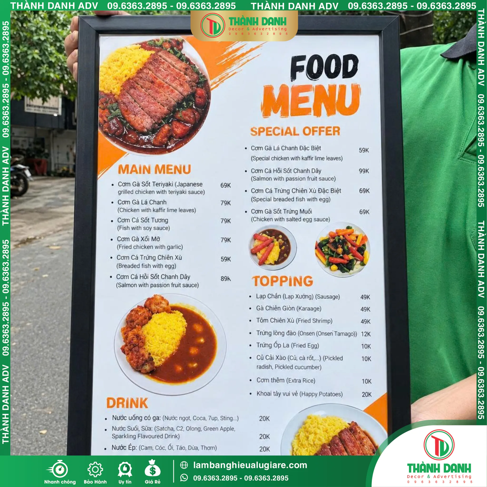 Hộp Đèn Siêu Mỏng Food Menu – Mẫu Đẹp, Giá Tốt