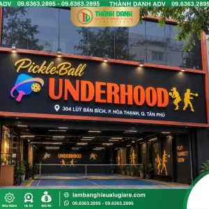 Thi công bảng hiệu alu sân Pickle Ball Underhood Tân Phú
