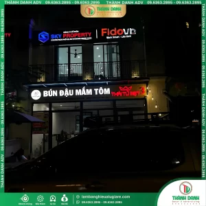 Làm Bảng Hiệu Alu Quận Thủ Đức Cho Quán Bún Đậu Mắm Tôm