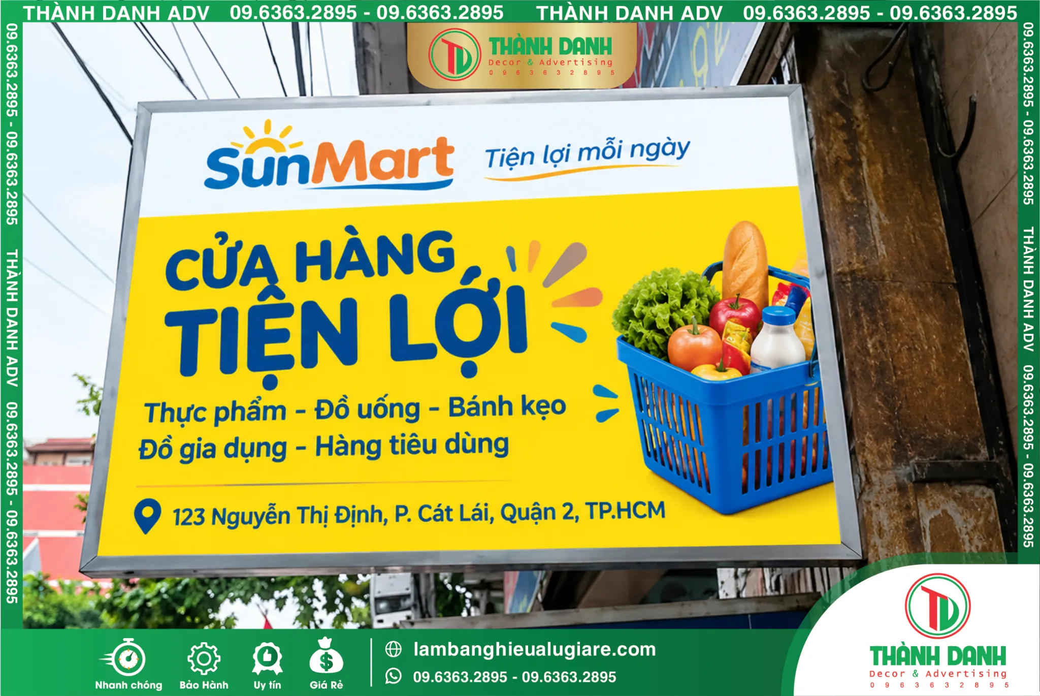 Bảng Vẫy Bạt Quận 2 SunMart – Mẫu Đẹp, Giá Tốt