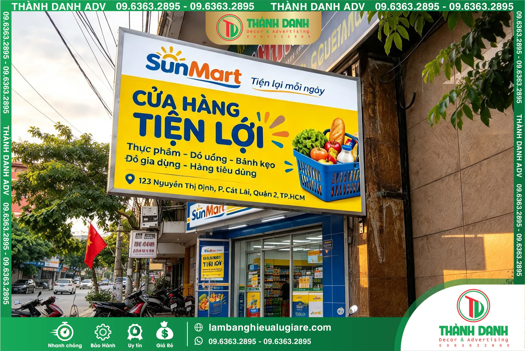 Bảng Vẫy Bạt Quận 2 SunMart – Mẫu Đẹp, Giá Tốt