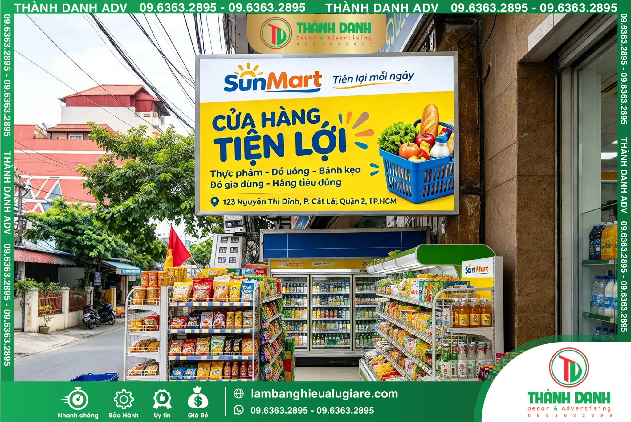 Bảng Vẫy Bạt Quận 2 SunMart – Mẫu Đẹp, Giá Tốt