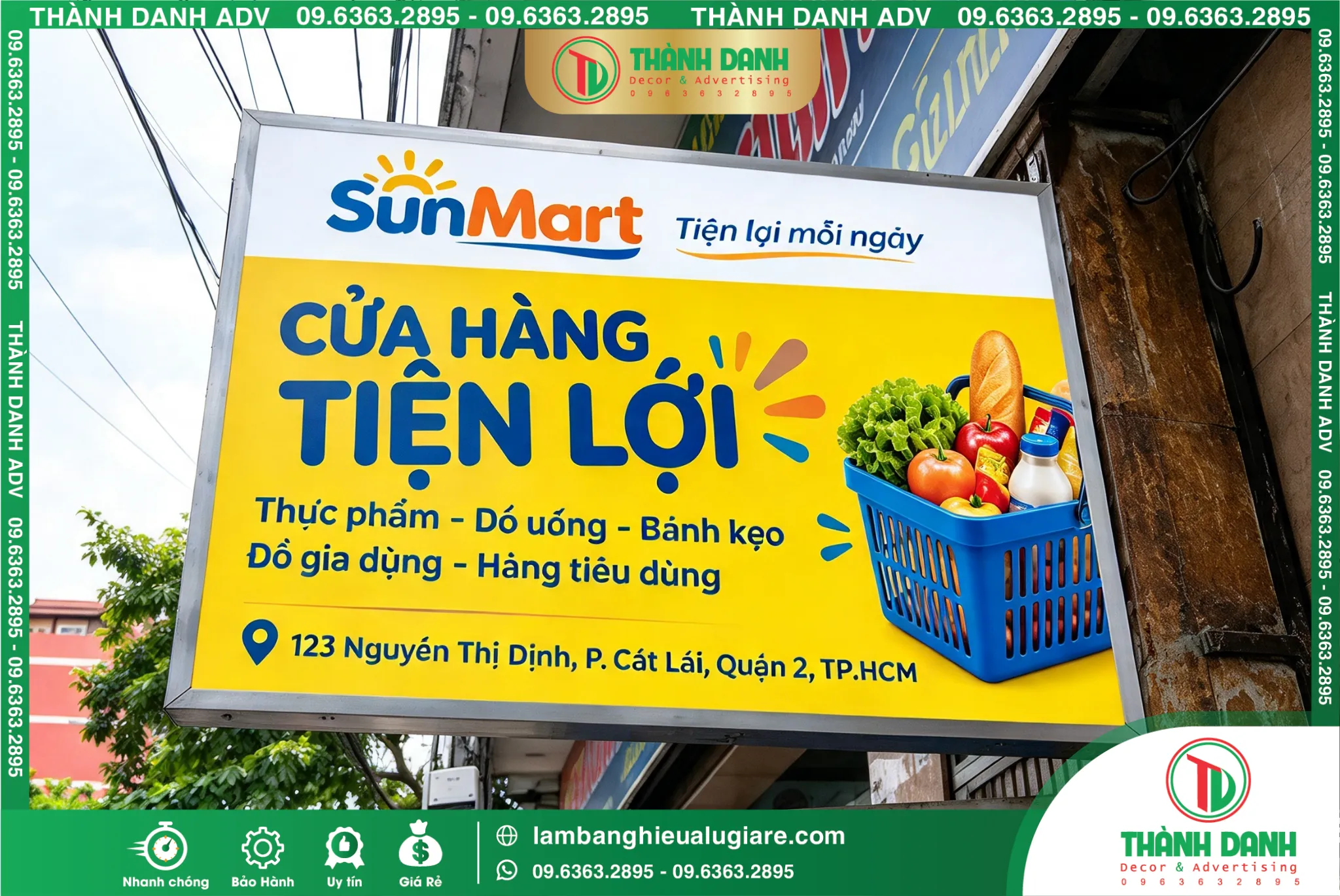 Bảng Vẫy Bạt Quận 2 SunMart – Mẫu Đẹp, Giá Tốt