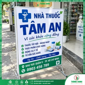 Hộp Đèn Bạt Nhà Thuốc Tâm An In Sắc Nét, LED Nổi Bật