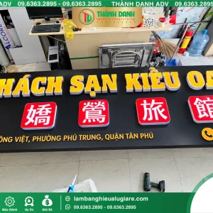 Bảng Hiệu Alu Chữ Nổi Mica Quận Tân Phú Khách Sạn Kiều Oanh