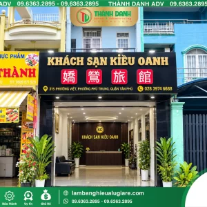 Bảng Hiệu Alu Chữ Nổi Mica Quận Tân Phú Khách Sạn Kiều Oanh