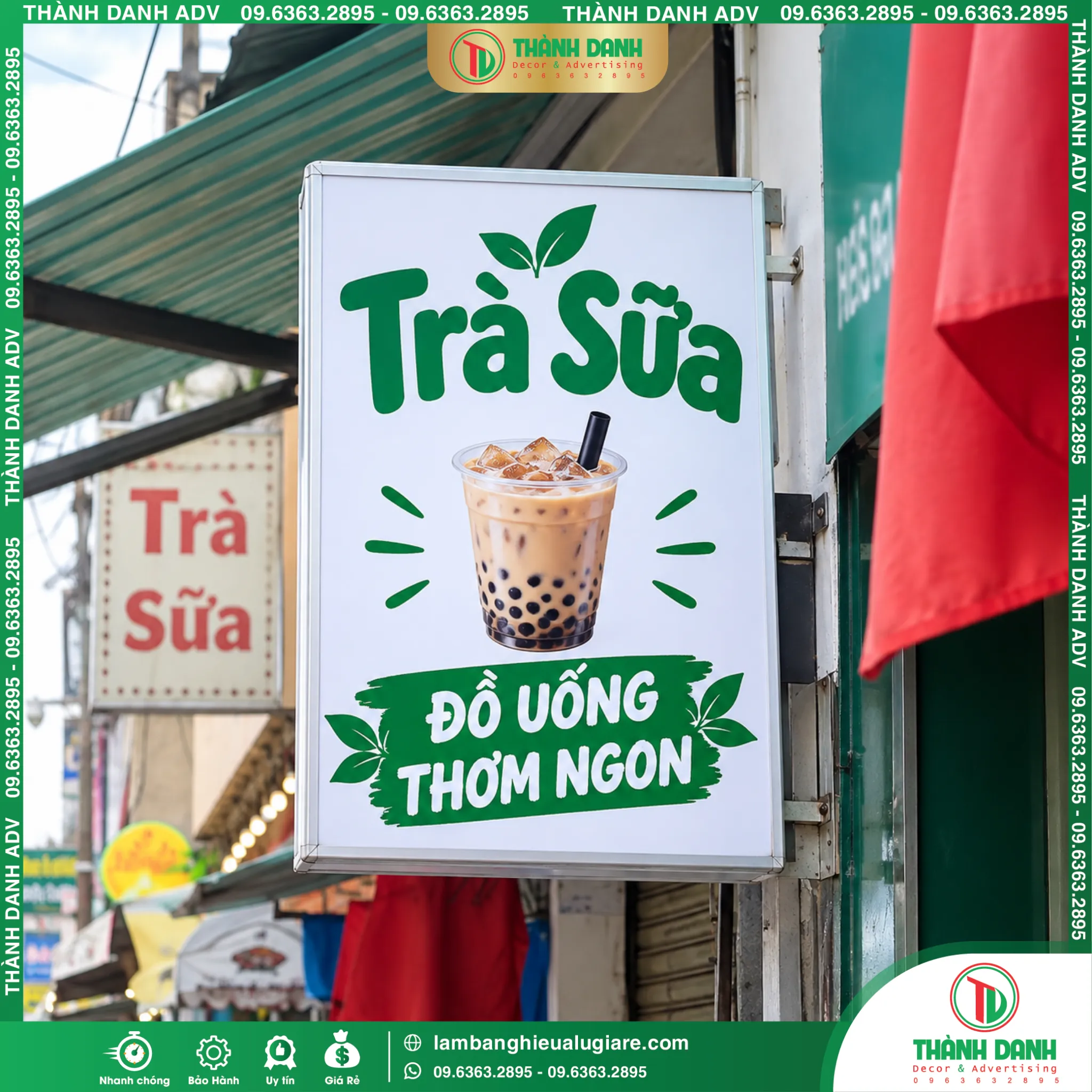 Bảng Vẫy Bạt Hóc Môn Quán Trà Sữa – Mẫu Đẹp, Giá Tốt