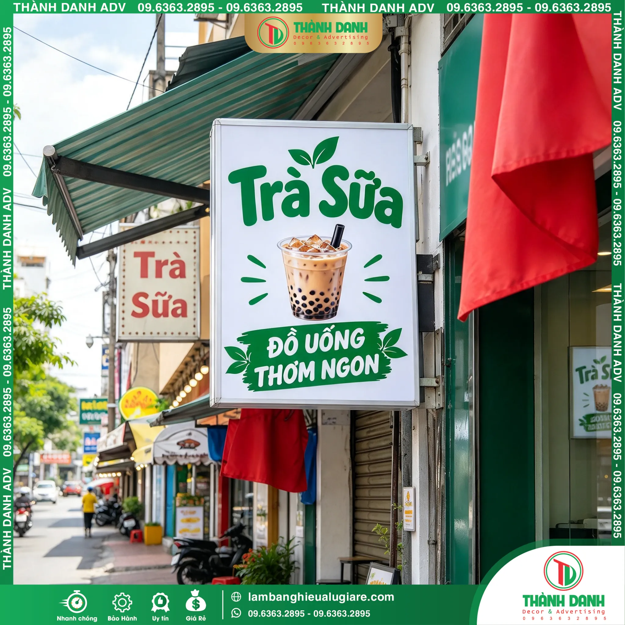 Bảng Vẫy Bạt Hóc Môn Quán Trà Sữa – Mẫu Đẹp, Giá Tốt