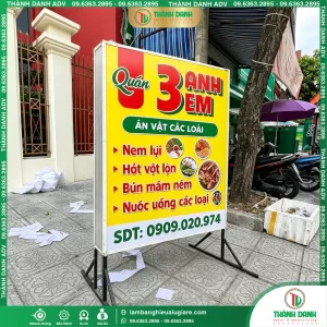 Hộp Đèn Quán 3 Anh Em – Bạt Hiflex, Khung Sắt, LED Chiếu Sáng