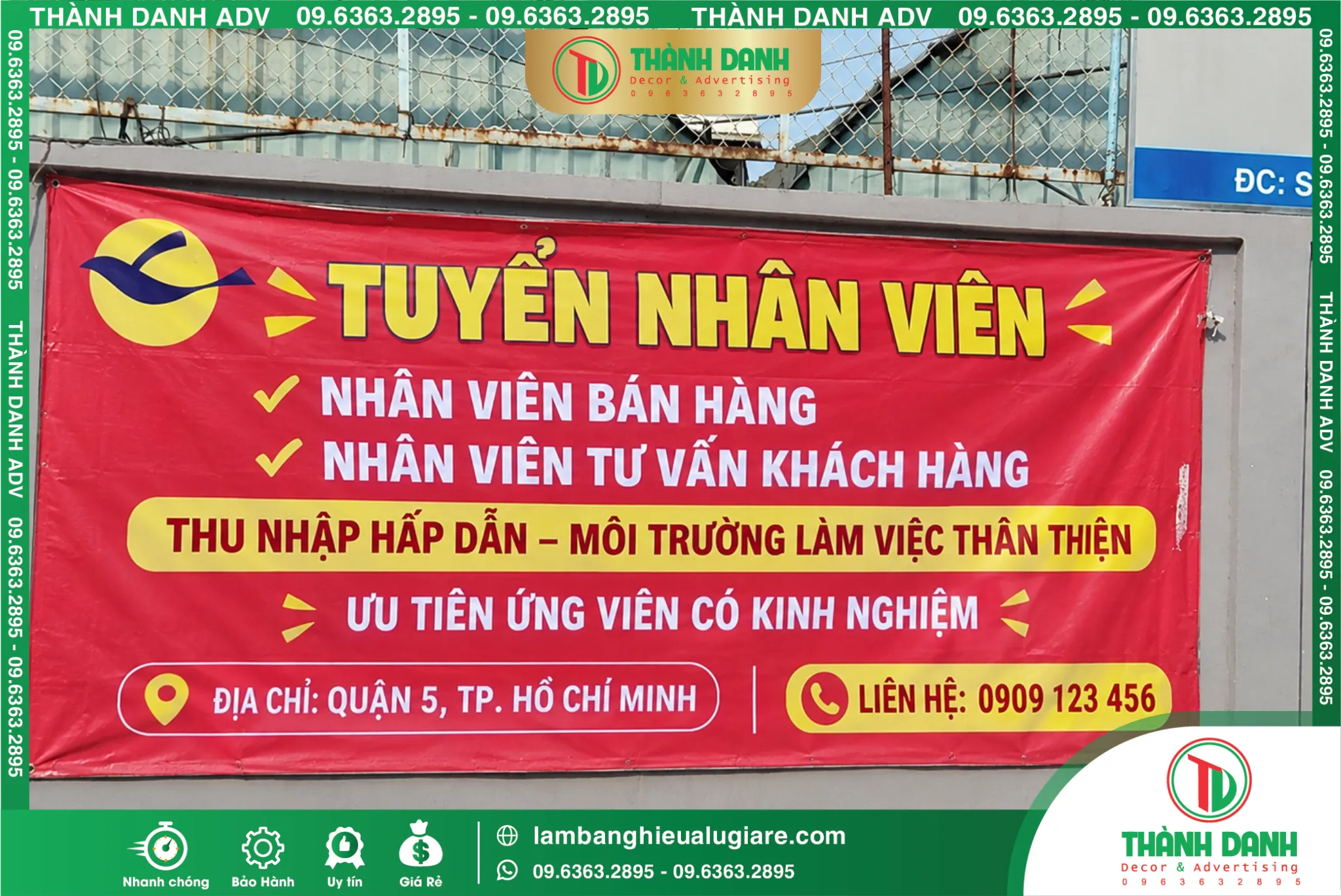 In Bạt Hiflex Quận 5 Tuyển Nhân Viên – Mẫu Đẹp, In Rõ Nét