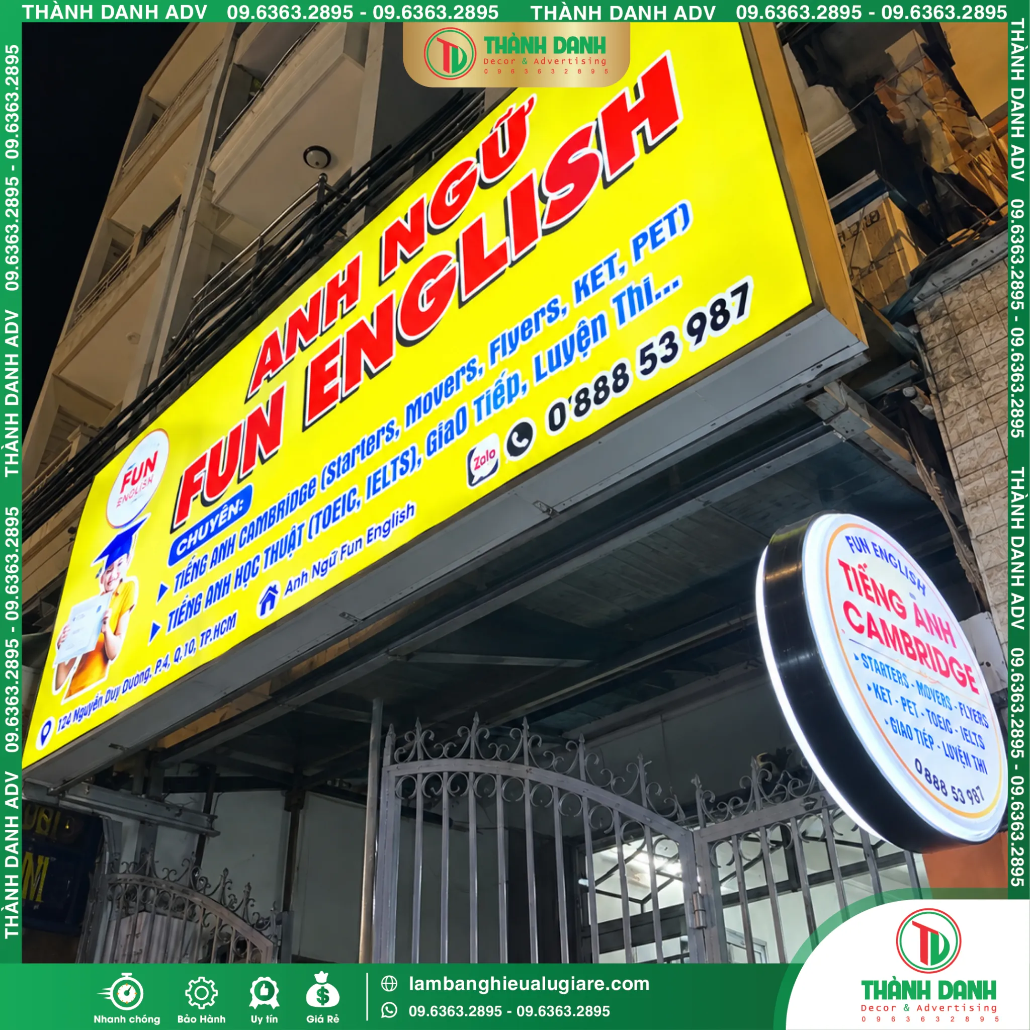 Làm Bảng Hiệu Bạt Tân Bình Anh Ngữ Fun English – Mẫu Đẹp, Giá Tốt